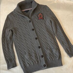 Tommy Hilfiger Charcoal Gray Cable Knit Shawl Collar Cardigan L